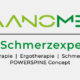 Logo von Saanomed mit den Schwerpunkten Physiotherapie, Ergotherapie und Schmerztherapie